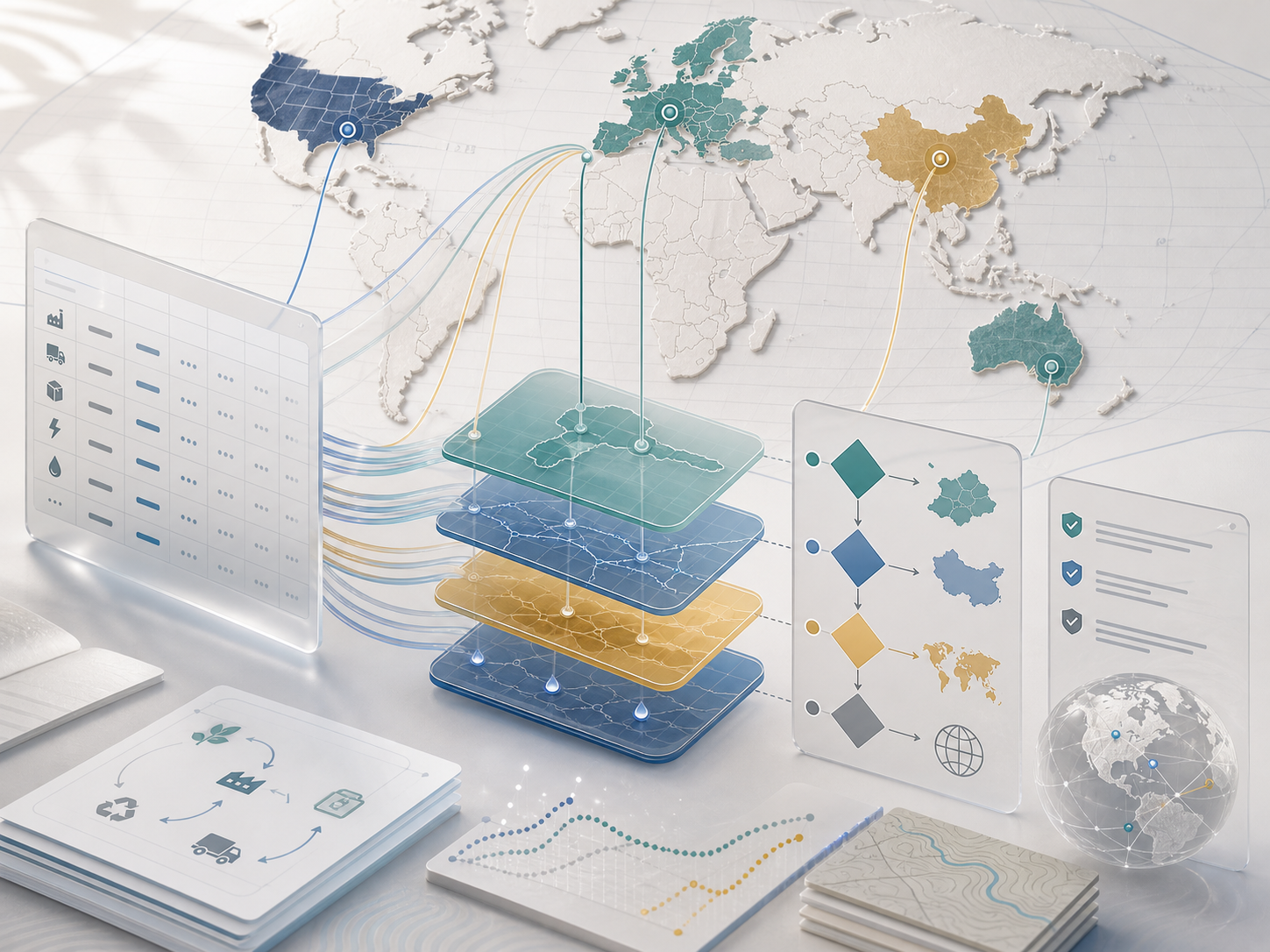 GIS-LCA geography normalization and regional life cycle assessment factor adapter visualization